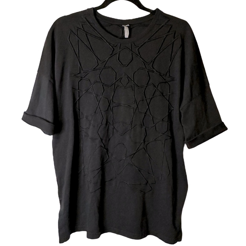 Sweaty Betty Raised Seams Cuffed Black Tee S Streetwear Grunge Whimsigoth SB2481